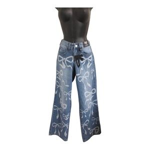 Ashley Mason adorable bow patterned jeans‎ size 00/23 new